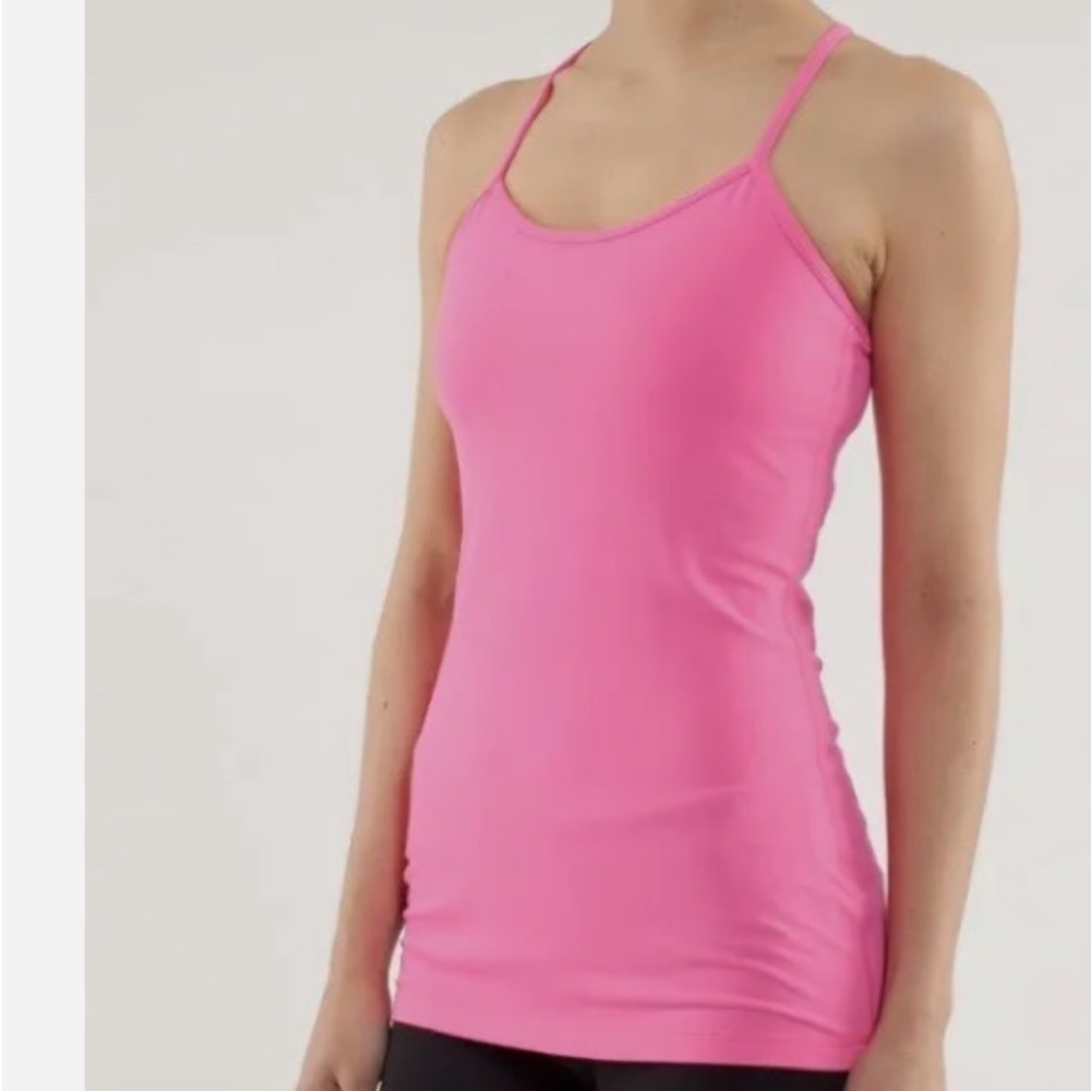 Sold out Lululemon Power Y tank top built-in bra pink Sz 4
